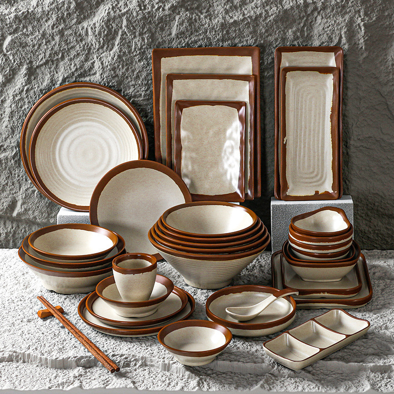 Xiangyuanmei melamine creative vintage tableware commercial restaurant restaurant hot pot restaurant plate dish imitation porcelain plastic noodle bowl Xiangyuanmei melamine creative vintage tableware commercial restaurant restaurant hot pot restaurant plate dish imitation porcelain plastic noodle bowl