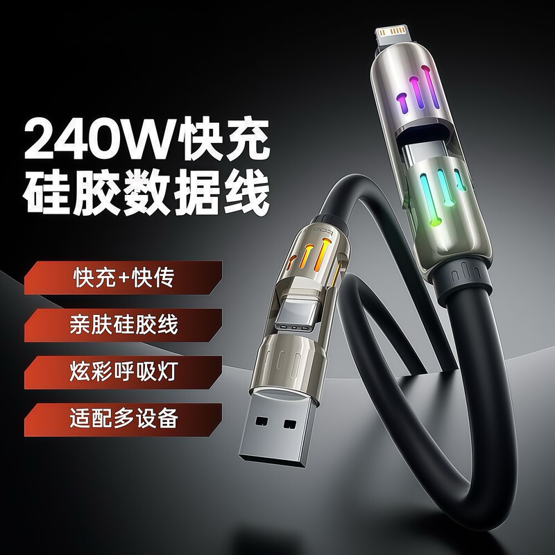 Pd Super Fast Charging, Colorful Luminous Zinc Alloy, Dazzling Atmosphere, Suitable for Apple 16, Huawei, Samsung, Xiaomi 17, Honor