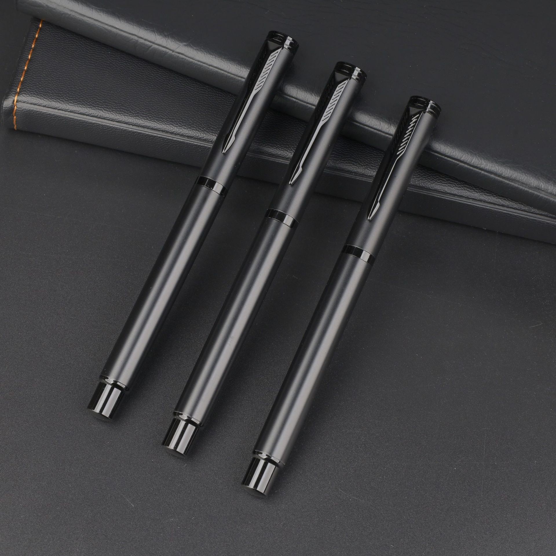 Spot Metal Signature Pen Frosted Black Business Office Advertising Water Pen Gel Pen Fountain Pen Laser Logo Wholesale