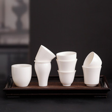 羊脂玉小茶杯德化白瓷品茗杯招待客人功夫品茗喝茶杯主人家用单杯