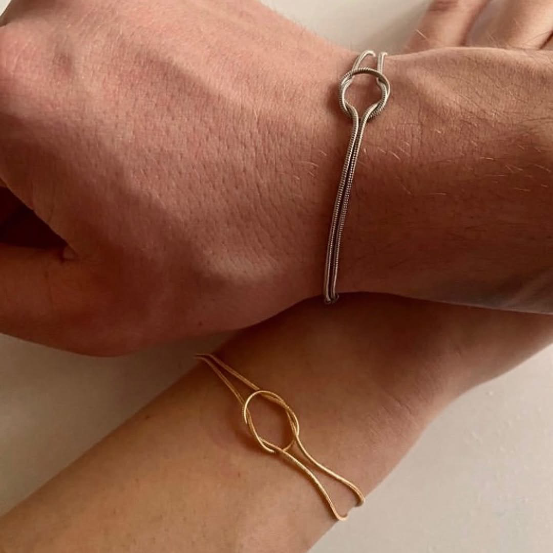 Daily Occasion 304 Stainless Steel Material Knot Pattern Simple Style Knot Titanium Steel Snake Chain Bracelets In Bulk