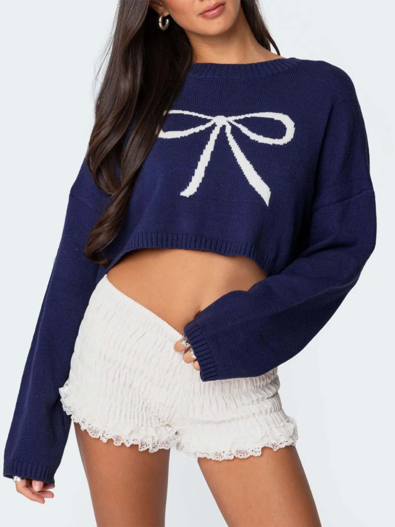 autumn knitted long-sleeve with bow