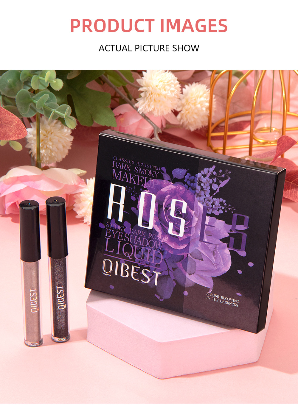QIBEST Cross-border Cement Grey Eyeshadow Liquid Matte Pearlescent Fine Flash Dark Style European and American punk Smoky Eye Eyeshadow Liquid undefined