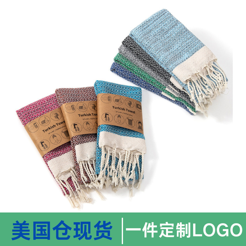 In-Stock Cotton Turkish Hand Towels from the Us Warehouse, Thickened and Absorbent Kitchen Towels with Edging, Quick-Drying Towels with Thickened Edging