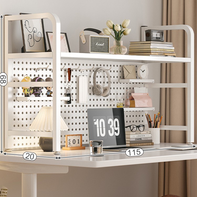 Agujero de escritorio tablero de hierro estantería escritorio rack de almacenamiento dormitorio estante de almacenamiento en capas escritorio hogar organizador rack