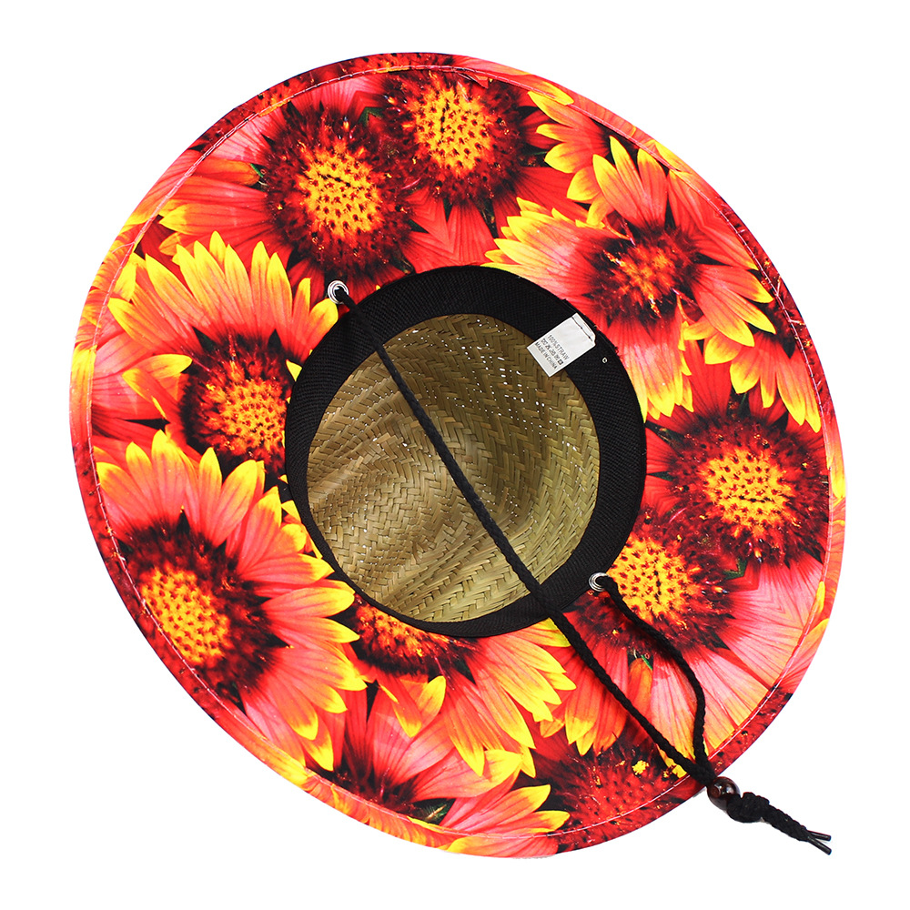 Sombrero de paja para hombre estilo playa, diseño salvavidas, moda verano 2024