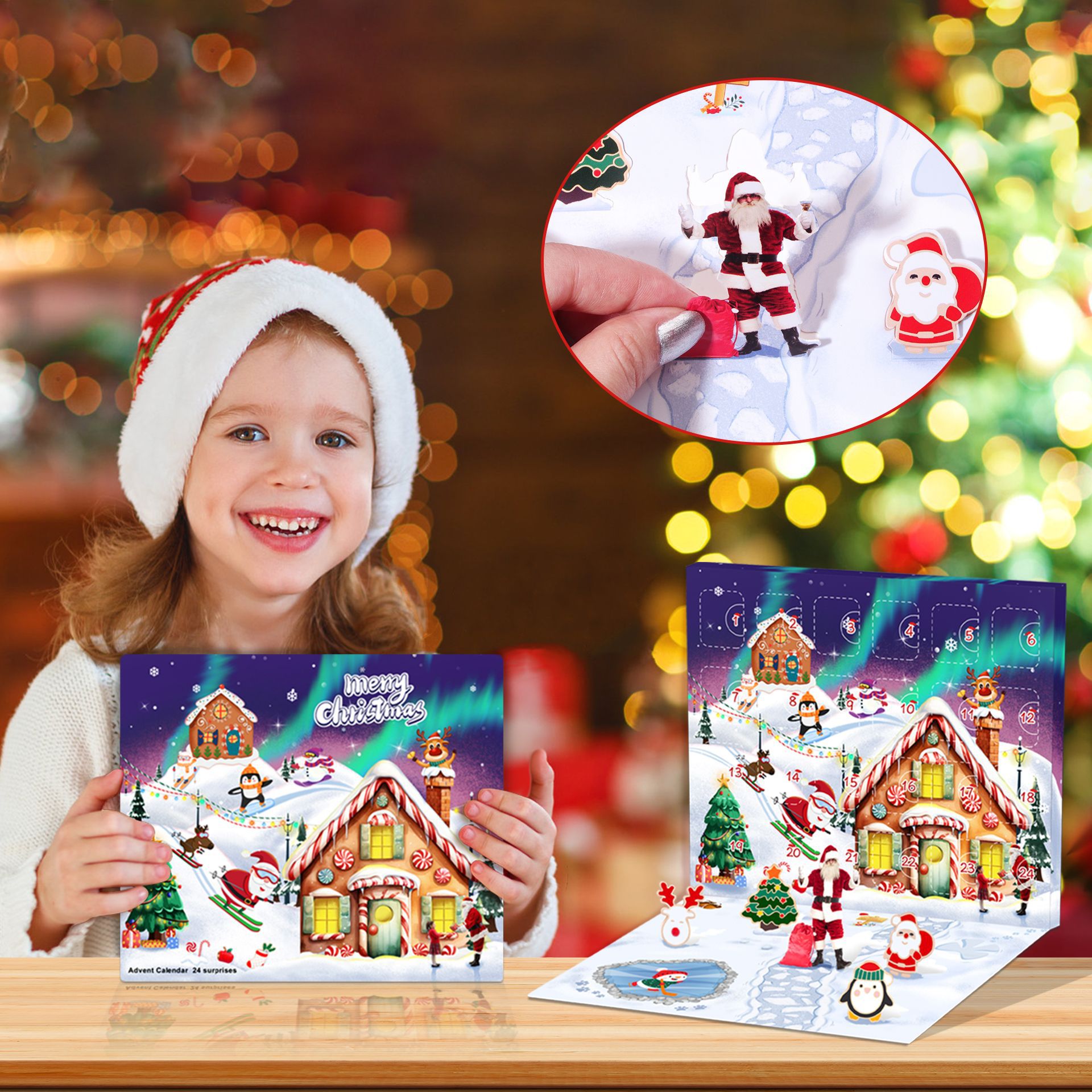 Weihnachtsschmuckherstellung, handgefertigtes DIY-Perlenarmband-Set für Kinder, 24-Raster, Weihnachts-Countdown-Blindbox, Armband, Schmuck-Geschenkbox_voghion.com