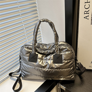 Cross-border cotton-padded jacket women's bag 2024 autumn and winter new embroidered thread large capacity space cotton shoulder messenger bag portable commuter bag