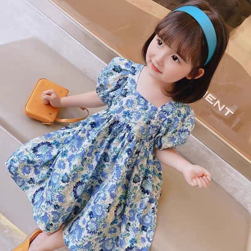 Children's blue summer small princess costume