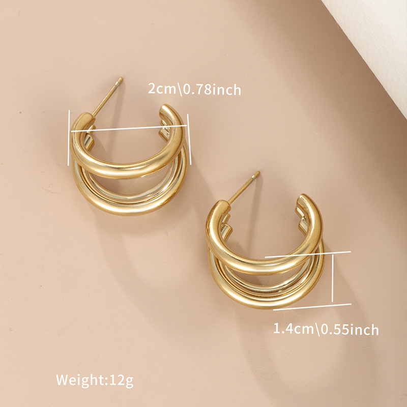 Pendientes de acero inoxidable de metal de joyería xupe pendientes de moda europea y americana de gama alta estilo simple ins elegante pendientes de estilo Hong Kong