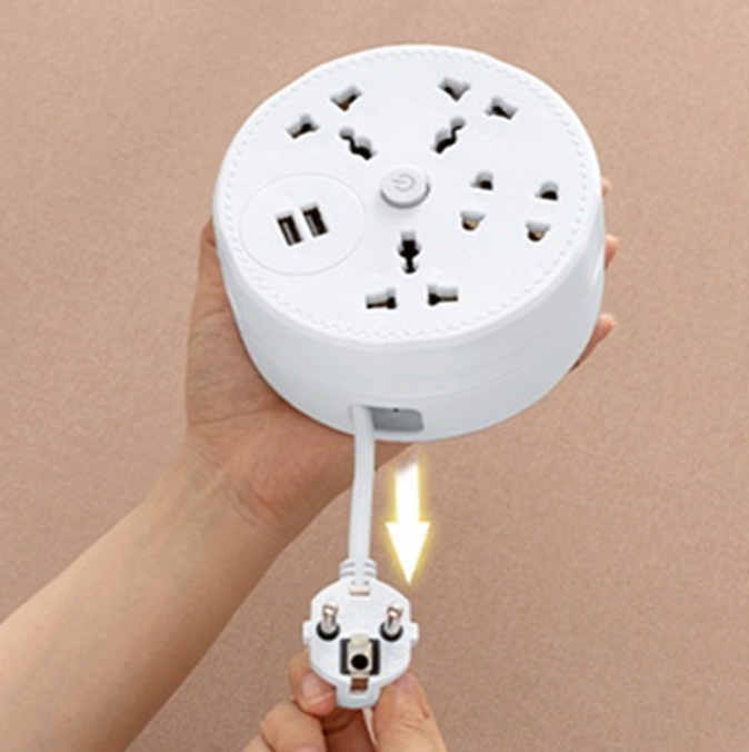 zócalo de almacenamiento USB con gancho colgante, enchufe de bobinado retráctil, enchufe de bobinado, disco giratorio, enchufe de disco redondo