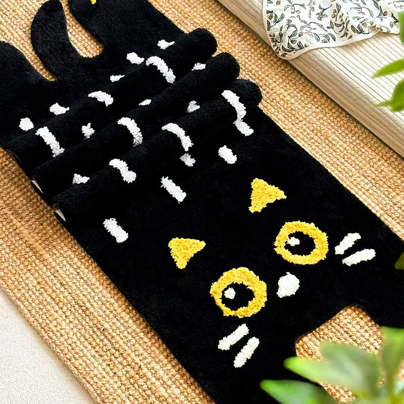 Оригинальный дизайн, ковер с котом, флокированный ковер для гостиной, милый стиль ins, прикроватное одеяло для спальни, нескользящий впитывающий коврик