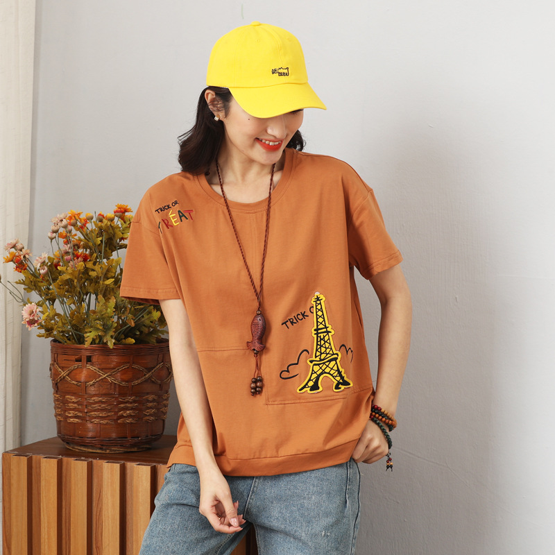 大码女装2021新款时尚T恤200斤胖mm夏季加肥加大码宽松休闲上衣