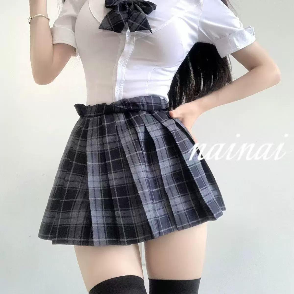 Оригинальный ночной летний подлинный jk униформа женская целая юбка-рубашка с поясом