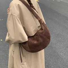 通勤腋下饺子包2025秋冬新款高级感小众睿营复古麂皮绒单肩斜挎包