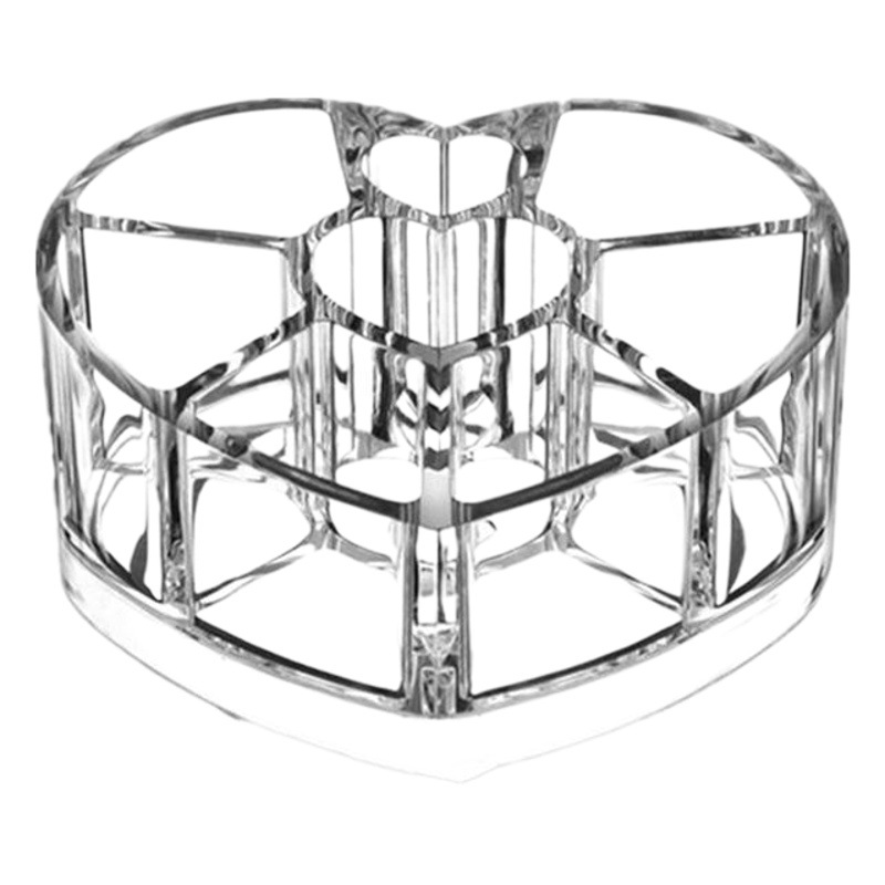 Love-shaped Cosmetic Storage Rack Transparent Beveled Makeup Brush Eyebrow Pen Storage Bucket Lipstick Lipstick Lip Glaze Display Rack