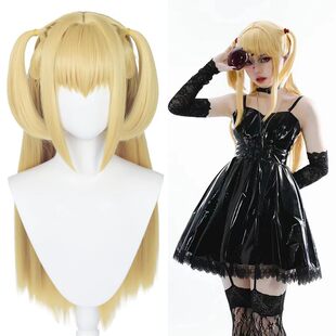 Death Note Mihai Sand Cos Wig Death Note Golden Double Ponytail Silicone Simulation Scalp