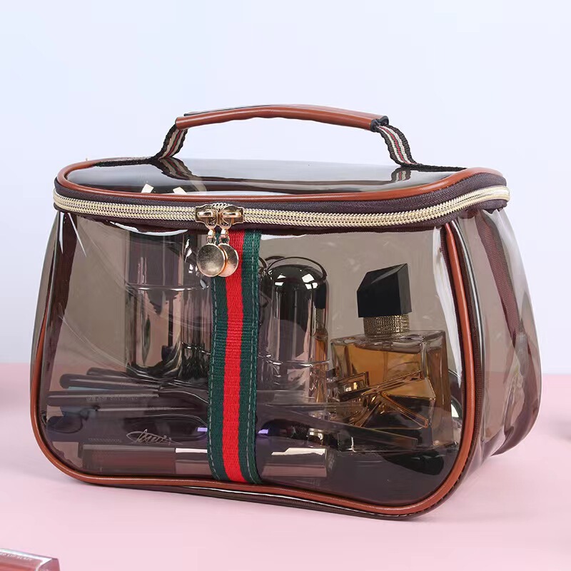 Cosmetic Bag with Logo Printed on It, Portable, Waterproof, Transparent, Large-Capacity Travel Storage Bag, Portable Toiletry Bag with Double Openings Cosmetic Bag with Logo Printed on It, Portable, Waterproof, Transparent, Large-Capacity Travel Storage Bag, Portable Toiletry Bag with Double Openings