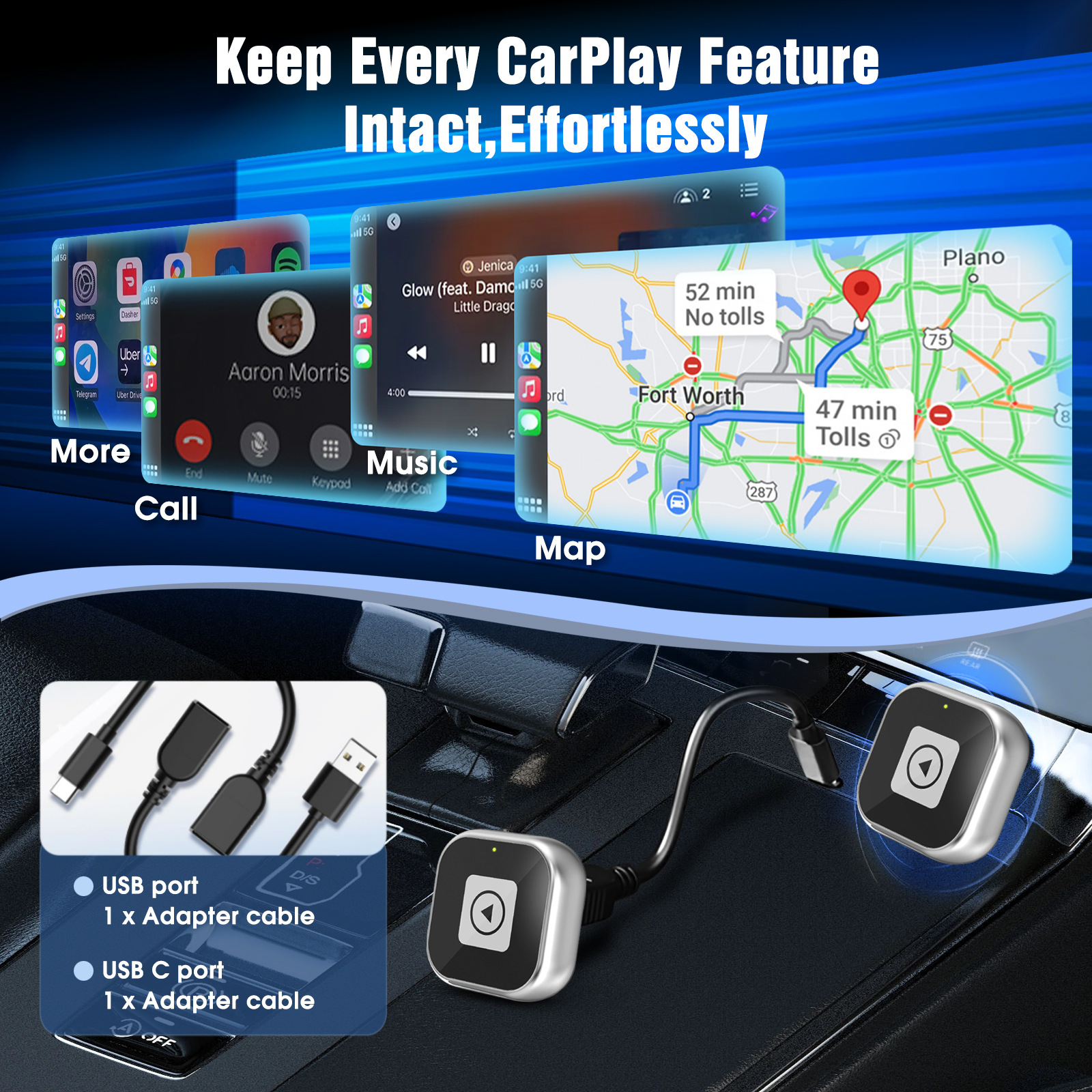 Cross-Border Smart Carplay Box Car Converter Android Auto Wired to Wireless Car-Machine Interconnection