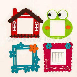 Cute cartoon felt switch sticker color creative pattern photo frame sticker bedroom home light socket panel decoration