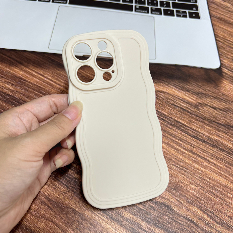 适用iphone16手机壳网苹果17红实色大波浪纯色tpu素材13/14保护套|undefined