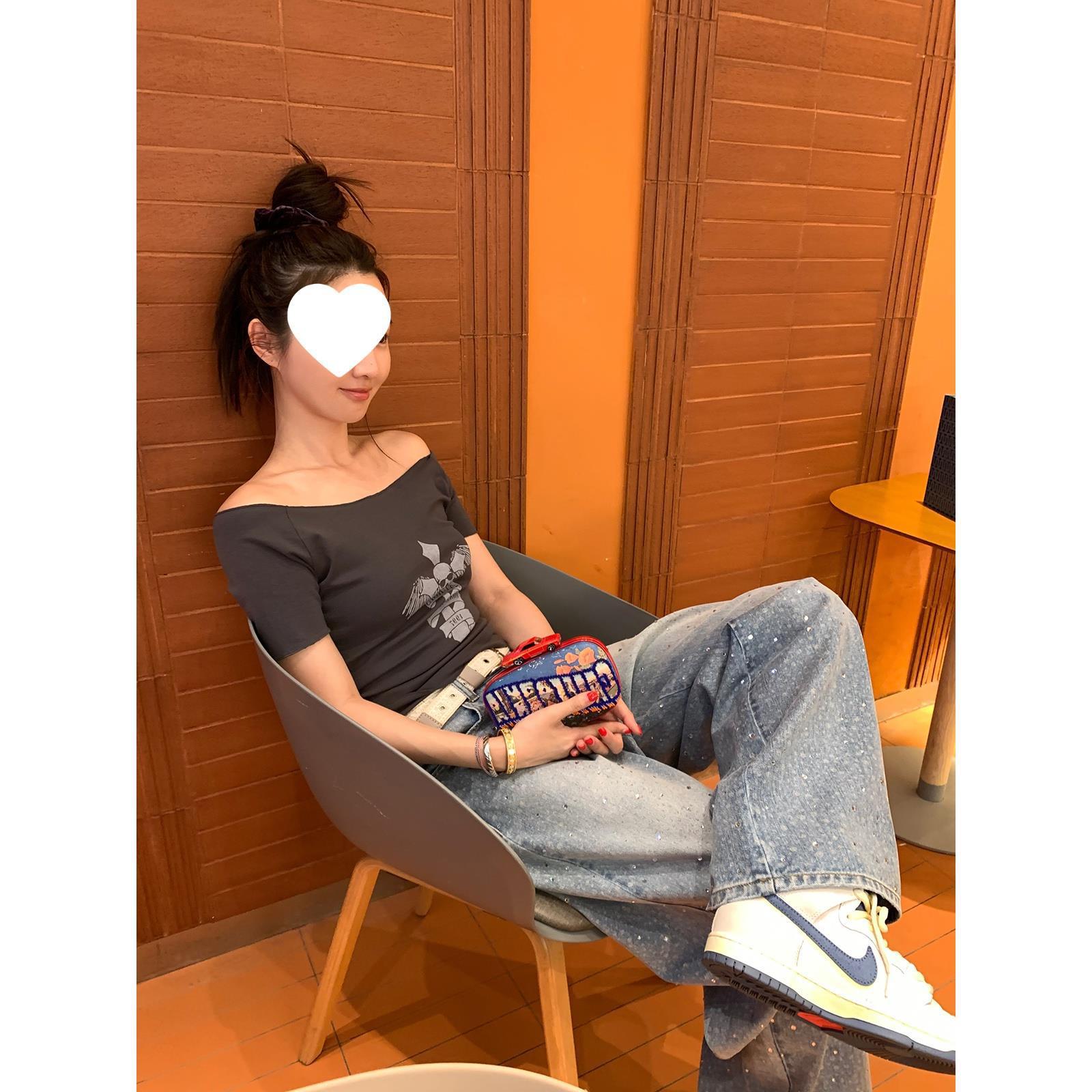 [재고] VC 프라이빗 의류 AC * NE의 초난한 핫 드릴링 낡은 청바지 중공업