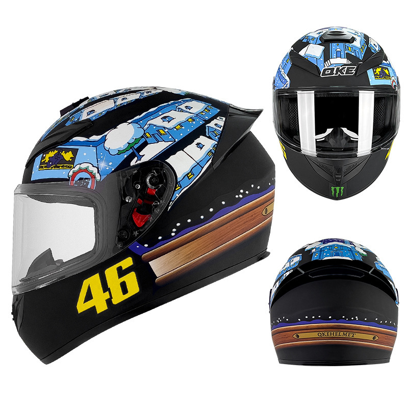 Cascos de Motocicleta para Hombre y Mujer, Cascos de Seguridad para Vehículos Eléctricos de Invierno, Cascos Integrales para Motociclistas para Todas las Estaciones, Protección de Tendencia Nacional para Conducir