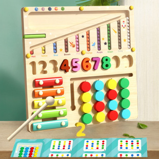 Ce Cross-Border Cpc En71 Certified Four-In-One Multi-Functional Toy Board Piano Kindergarten Early Education Educational Toy Wood