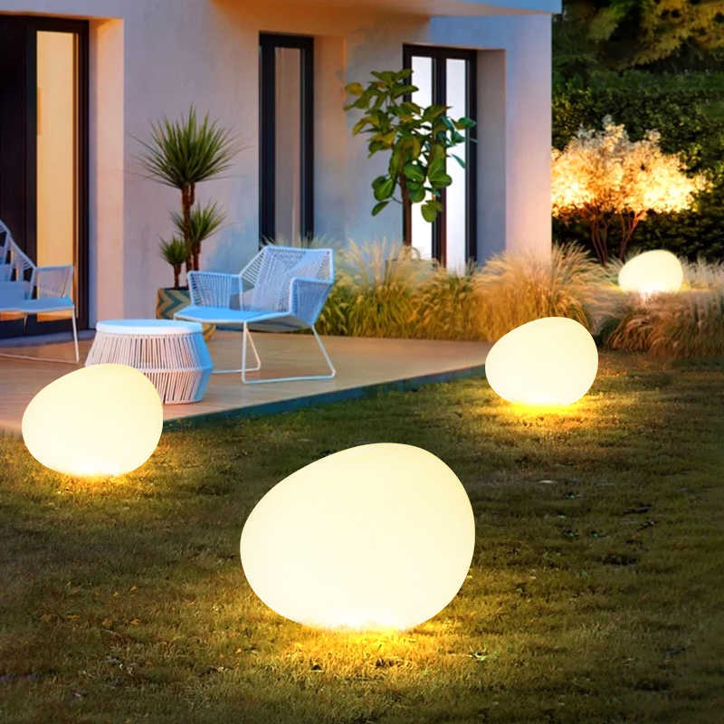 Iluminación exterior paisaje decoración lámpara de patio lámpara de piso de guijarro jardín piscina fiesta atmósfera lámpara de césped 378L
