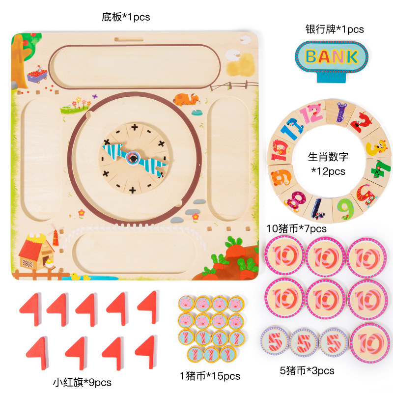 Mont 's Farm Mathematics Puzzles Madera Número Operaciones Juegos de Mesa Ayuda de enseñanza Juego interactivo multijugador familiar