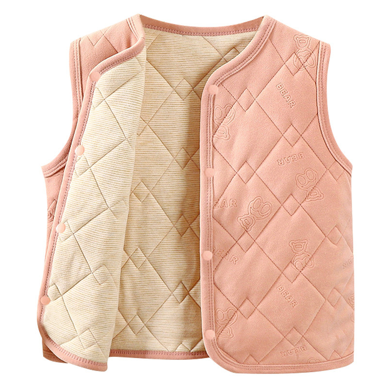 Nuevo algodón de invierno, seda de seda gruesa, se puede usar en el exterior con uniforme escolar, artefacto mágico de calentamiento para niños y niñas, conjunto de chaleco