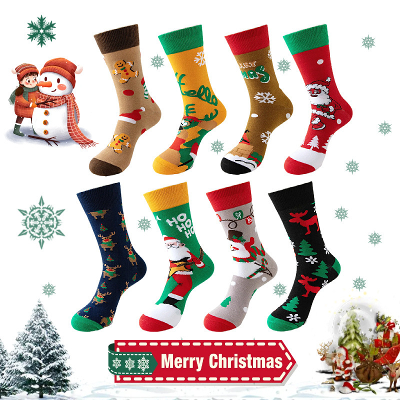 New Christmas Socks Men's Mid-Calf Socks Zhuji Socks Red Socks Women's Stockings Cross-Border Large Size Socks Wholesale