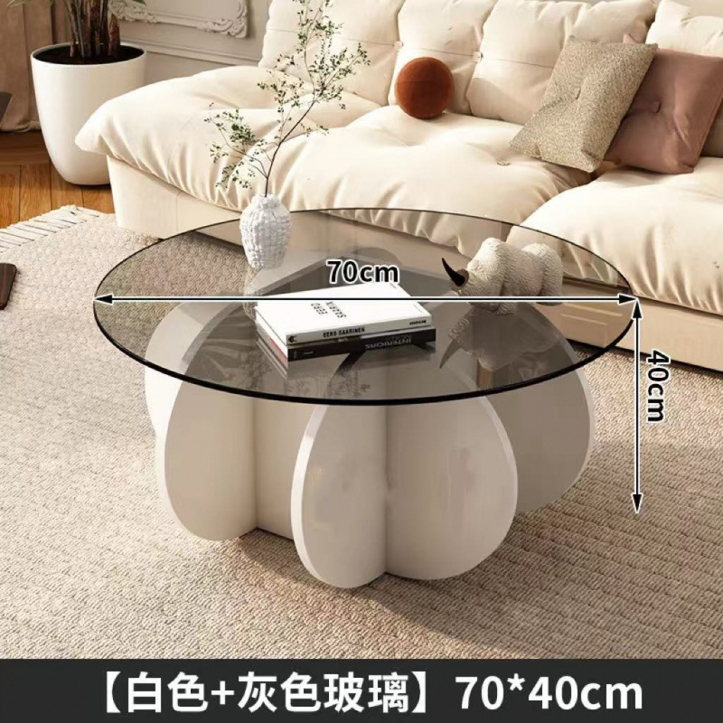 极简玻璃茶几轻奢现代茶几客厅家用小户型圆形网红ins 阳台小桌子|undefined