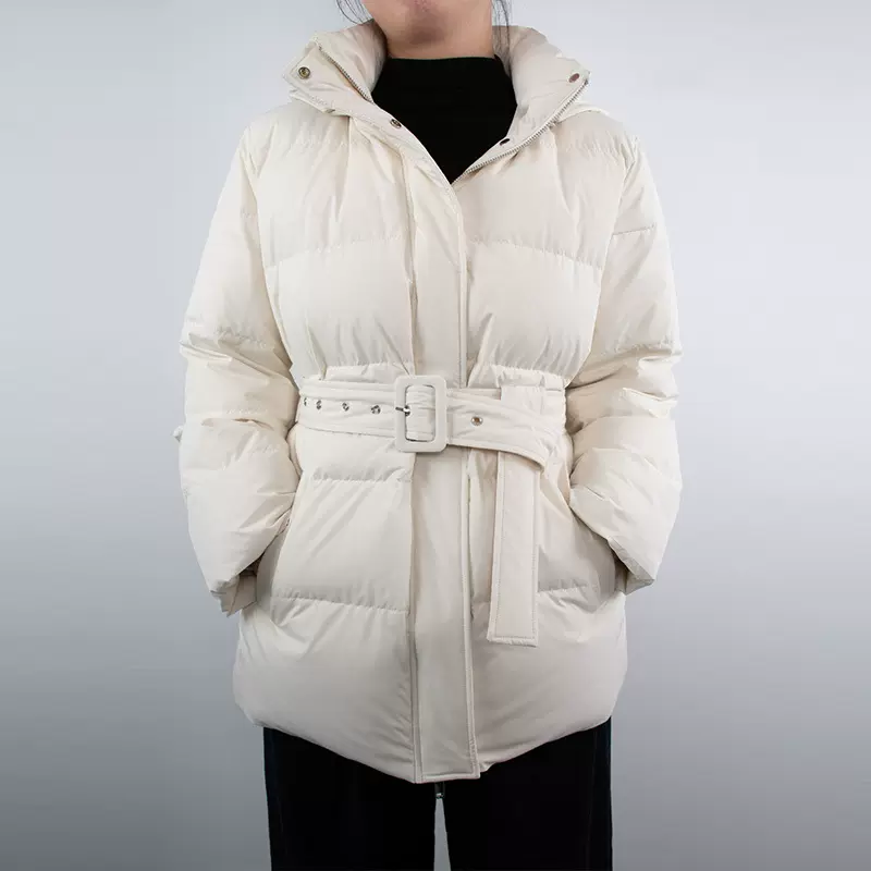 DIYIQIAN黑色收腰系带羽绒服女秋冬季2025新款韩系穿搭加厚羽绒服