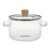Прозрачная стеклянная кастрюля с двумя ручками и полосками, 4,5 L