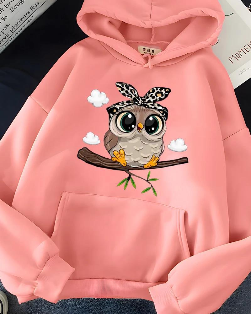 Hirsionsan Kawaii Cartoon Print Hoodies Women Overseas Spor