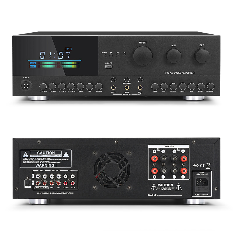 Fiebre profesional karaoke Conferencia hogar KTV subwoofer de alta potencia con Bluetooth USB de nivel frontal titular de la tarjeta amplificador de potencia