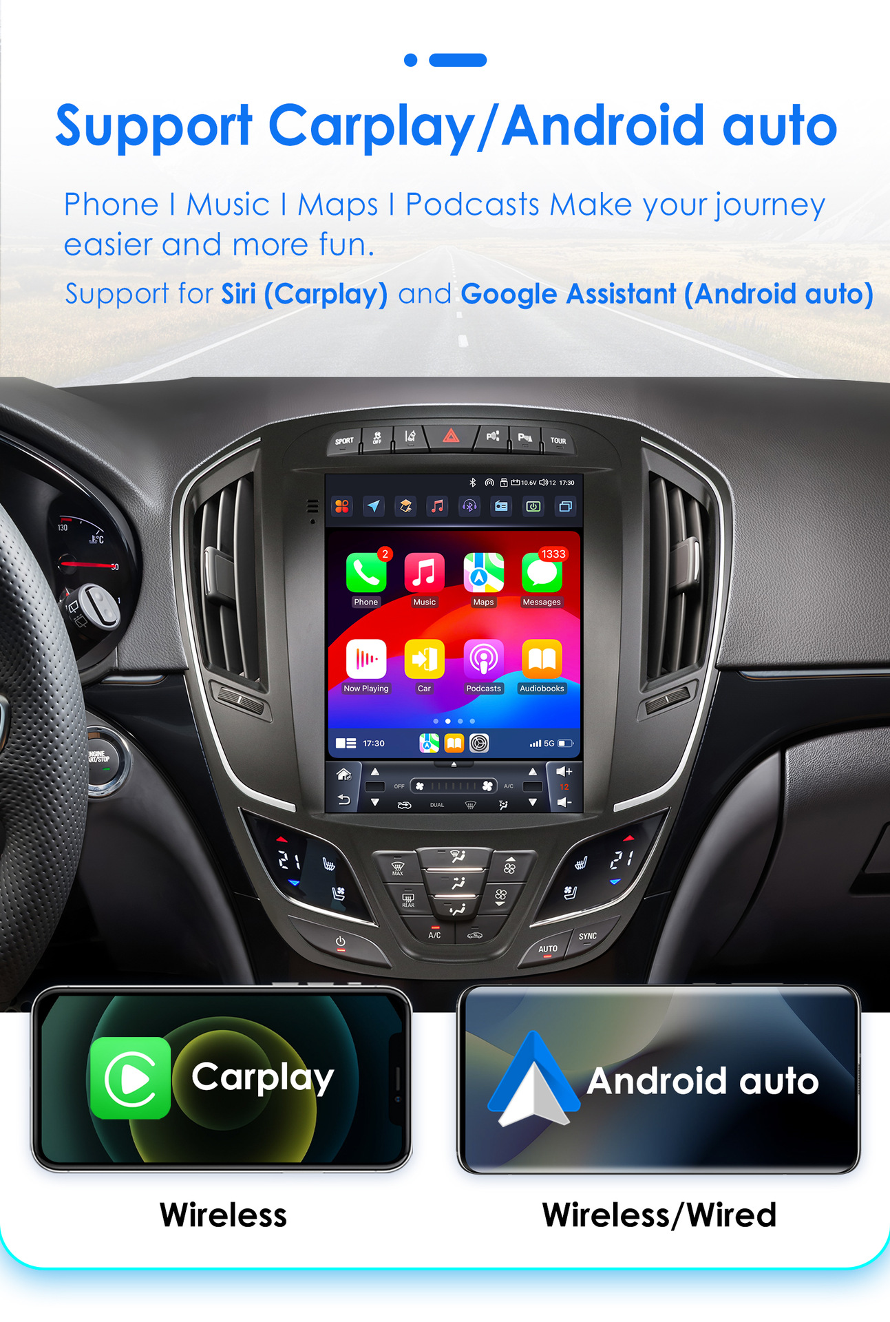 9.7inch Suitable for 2014-2018 Buick Regal/Opel Insignia Car-Mounted Vertical Screen Android Navigation Gps