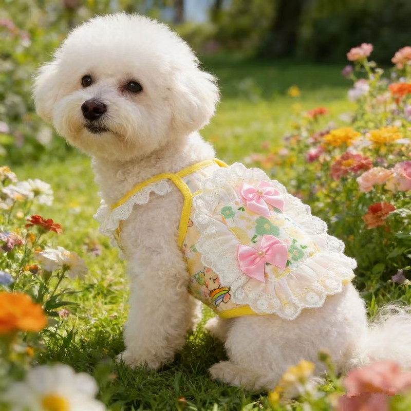 Vestito in pizzo con stampa floreale per cani e gatti_voghion.com