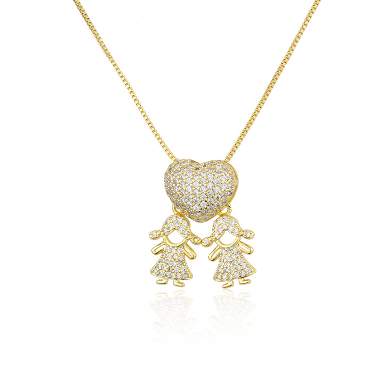 INS europeo y americano transfronterizo de zirconio-incrustaciones Encantadores Niños y Niñas collar nuevo cobre galvanoplastia colgante de moda collar de acero de titanio