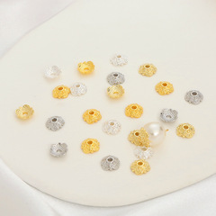 14K包金保色四葉草花托鍍真金不過敏8mm珍珠帽托藏式風格隔珠底托