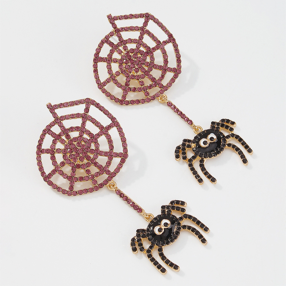 Halloween New Spider Geometric Alloy Diamond Earrings Wholesale Nihaojewelry display picture 16