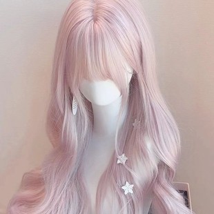 Dream Source Hair Products Qi Bangs-Guo Yi Zhan Mao Pink cos Large Wave Long Curly Hair Whole Wig
