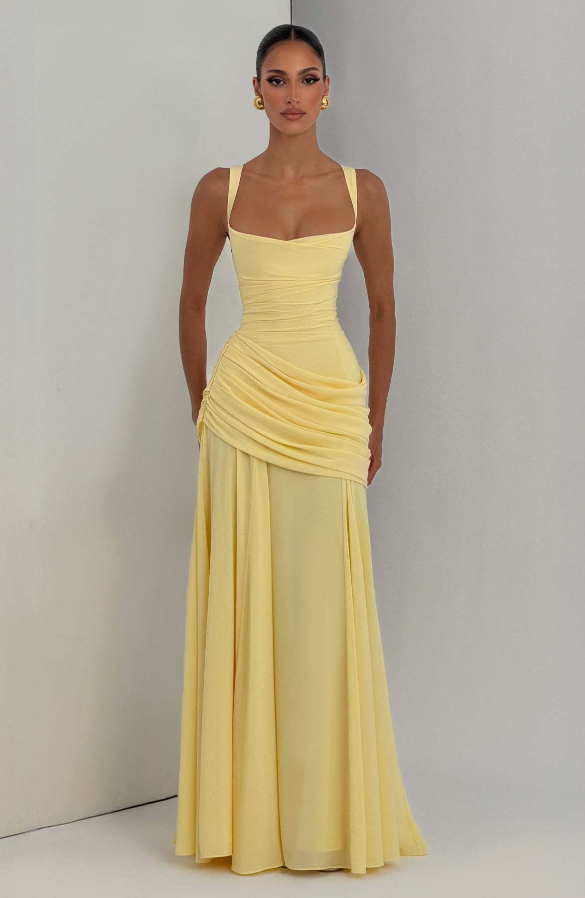 Women's Clothing High-Waisted Pleated Dress Elegant Resort Style Square Neck A-Line Full Skirt Spring For Formal & Casual For Women_ecoleips.com