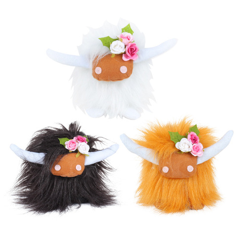 Amazon Scottish Highland Cow Doll Long Haired Cow Toy Doll Decoration Party Props Farmhouse Style Decoration