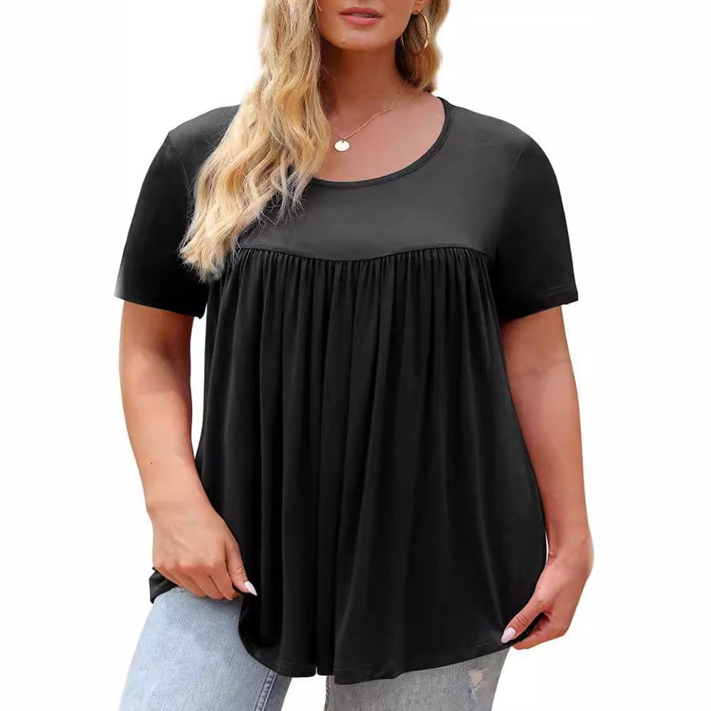 Europa y Estados Unidos transfronterizos nueva ropa de mujer 2025 Amazon estación independiente de verano cuello redondo camiseta de manga corta camiseta casual mujer