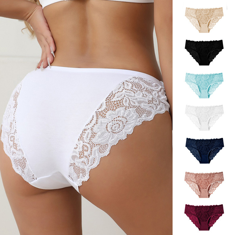 English Label Shein European and American Plus Size Cross-Border Lace Women's Breathable Pure Cotton Crotch Sexy Seamless Briefs for Women English Label Shein European and American Plus Size Cross-Border Lace Women's Breathable Pure Cotton Crotch Sexy Seamless Briefs for Women
