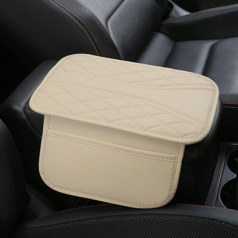Car Armrest Box Mat, Non-Slip and Wear-Resistant Full Leather Protective Mat, Storage Bag, Nappa Nappa Leather, Cross-Border Hot-Selling Item