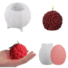 玫瑰花簇香薰蜡烛树脂硅胶模具 滴胶diy鸡蛋花球石膏摆件厂家批发