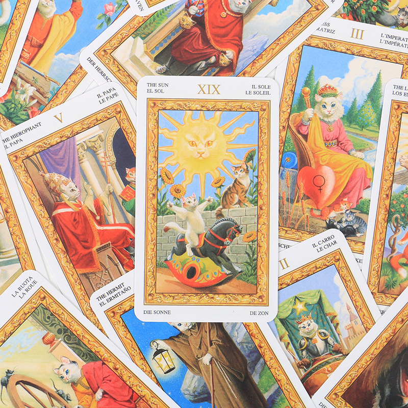 Cross-Border Hot Item White Cat Tarot Oracle Board Game Cards_voghion.com
